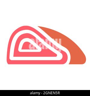 illustration of the minimal colorful bacon icon and pictogram Stock Vector