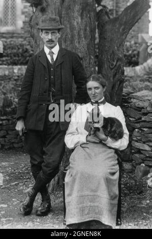 Professional artists of the late 1800s and early 1900s, William Smallwood Winder (1869 - 1910) and May Chatteris Winder née Fisher (1874 - 1910), in Staveley, near Kendal, Cumbria (Westmorland pre-1974), England, on the edge of the English Lake District.  Both William and May were founder members of the English Lake Artists’ Society, established in 1904. Stock Photo