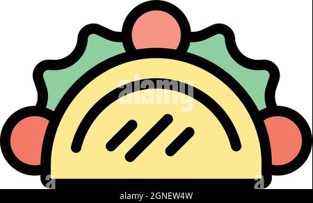 Meat taco icon. Outline meat taco vector icon color flat isolated Stock Vector