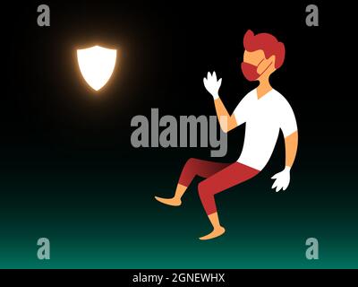 Vector mask and gloves in gradient style. Editable illustration Stock Vector
