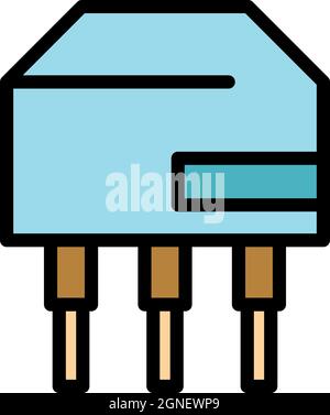 Capacitor icon. Outline capacitor vector icon color flat isolated Stock Vector