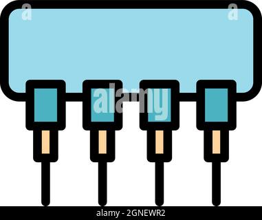 Resistor device icon. Outline resistor device vector icon color flat isolated Stock Vector