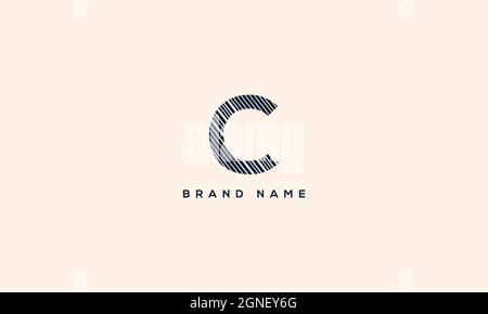 LETTER C LOGO DESIGN WITH LINE ART FOR ILLUSTRATION USE Stock Vector