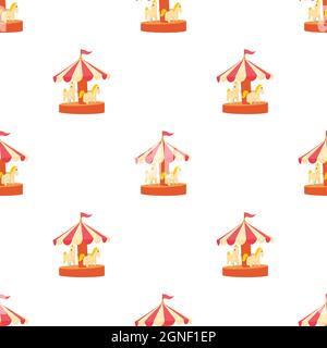 Carousel with horses pattern seamless background texture repeat wallpaper geometric vector Stock Vector