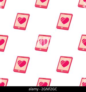Smartphone with heart pattern seamless background texture repeat wallpaper geometric vector Stock Vector