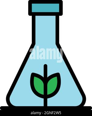 Gmo flask icon. Outline gmo flask vector icon color flat isolated Stock Vector