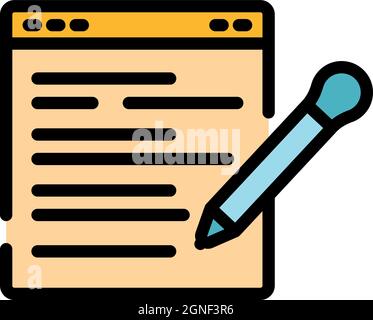 Writing web review icon. Outline writing web review vector icon color flat isolated Stock Vector