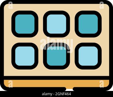 Smart interactive tv icon. Outline smart interactive tv vector icon color flat isolated Stock Vector
