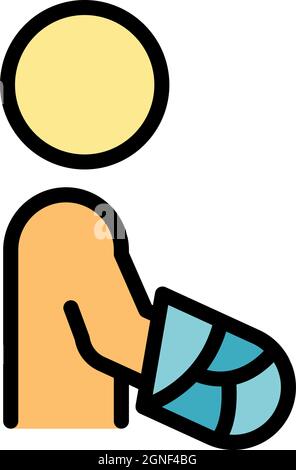 Injured hand icon. Outline injured hand vector icon color flat isolated Stock Vector