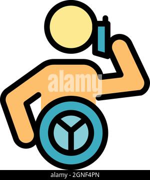 Careless driver phone talking icon. Outline careless driver phone talking vector icon color flat isolated Stock Vector