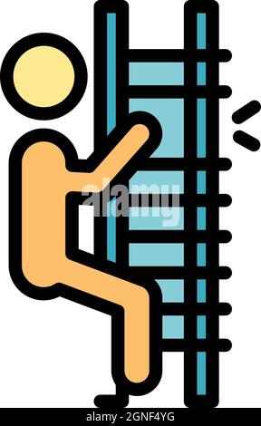 Broken ladder careless person icon. Outline broken ladder careless person vector icon color flat isolated Stock Vector