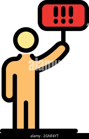 Protest man banner icon. Outline protest man banner vector icon color flat isolated Stock Vector
