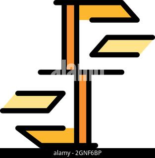 Circular staircase icon. Outline circular staircase vector icon color flat isolated Stock Vector