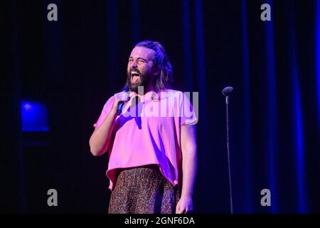AUSTIN, TEXAS - SEPTEMBER 24: Jonathan Van Ness performs onstage during the Moontower Comedy Festival on September 24, 2021 in Austin, Texas.(Photo by Maggie Boyd/SipaUSA) Credit: Sipa USA/Alamy Live News Stock Photo