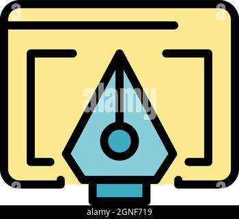 Redesign pen icon. Outline redesign pen vector icon color flat isolated Stock Vector