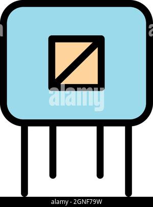 Energy capacitor icon. Outline energy capacitor vector icon color flat isolated Stock Vector