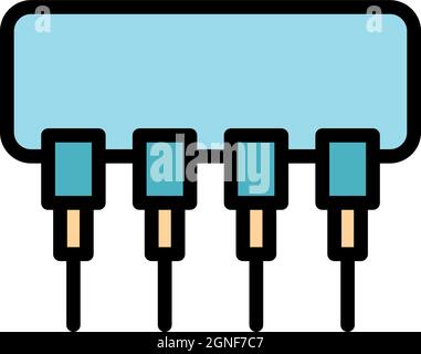 Resistor device icon. Outline resistor device vector icon color flat isolated Stock Vector