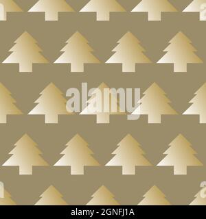 Seamless monochrome abstract geometric pattern with Christmas trees. Christmas background with trees for wrapping paper, minimal wallpaper, cover. Vec Stock Vector