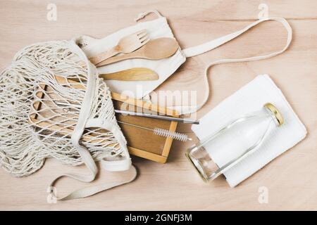 flat lay zero waste assortment. High quality and resolution beautiful photo concept Stock Photo