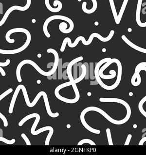 Hand drawn abstract seamless pattern in Memphis style. Vector doodle background with sketch shapes. Stock Vector