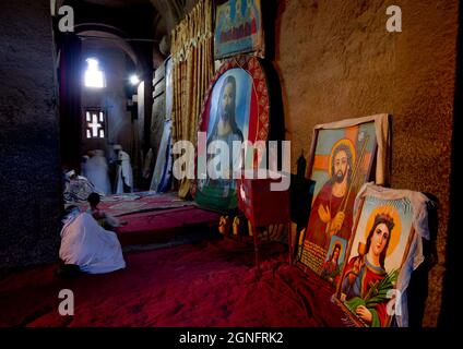 Ethiopia, Amhara Region, Lalibela, inside Bet Maryam Church, carved ...