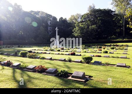 CHITTAGONG, BANGLADESH - SEPTEMBER 07: The Chittagong war cemetery is a graveyard of martyrs on September 07, 2021 in Chittagong, Bangladesh. The Comm Stock Photo