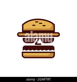abstract zombie burger logo icon cartoon flat concept vector graphic design Stock Vector