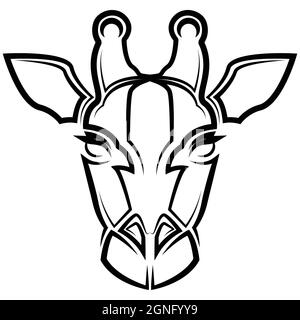 Black and white line art of giraffe head. Good use for symbol, mascot, icon, avatar, tattoo,T-Shirt design, logo or any design. Stock Vector
