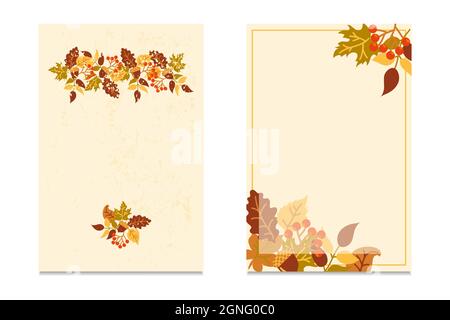 Set of autumn backgrounds for invitations, menus or advertising. Place for your text. Autumn banners. Stock Vector