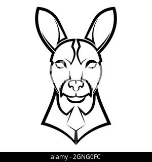Black and white line art of kangaroo head. Good use for symbol, mascot, icon, avatar, tattoo,T-Shirt design, logo or any design. Stock Vector