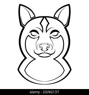 Black and white line art of shiba dog head. Good use for symbol, mascot, icon, avatar, tattoo,T-Shirt design, logo or any design. Stock Vector