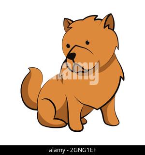 chow chow dog cute cartoon flat design Stock Vector