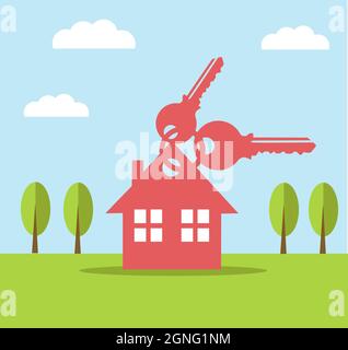 keys and house icons vector illustration Stock Vector