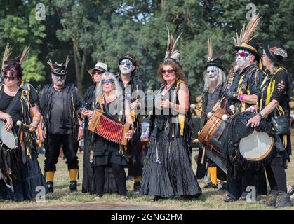 The Witchmen morris dancers at the 14th. International Roots and Acoustic Music at the Gate to Southwell music Festival. Stock Photo