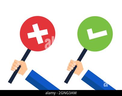 hand holding vector check mark icons Stock Vector