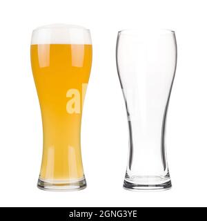 Two beer glasses isolated on white background Stock Photo