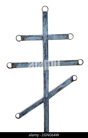 old metal christian orthodox cross isolated on white background. High quality photo Stock Photo