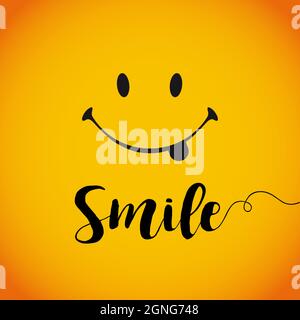 Smile with tongue. Internet messenger emoticon. Computer square icon. Happy World Smile Day greeting card concept. International holiday creative cong Stock Vector