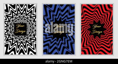 set of cover design with wave pattern. modern vector backdrop for book cover, brochure, flyer an business layout Stock Vector