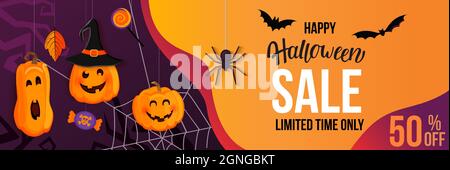 Halloween Sale horizontal banner. Stock Vector