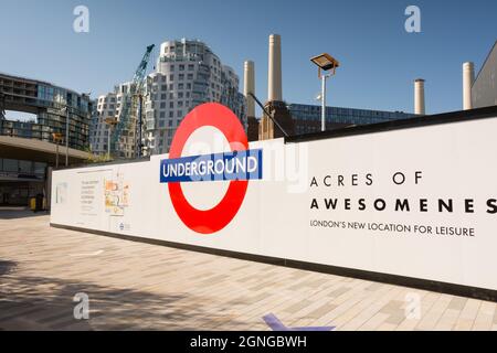 Battersea Power Station Underground Station, Nine Elms, Vauxhall, London, England, UK Stock Photo