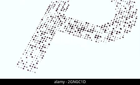 Dotted Black 3d Halftone Typography Pattern Geometric Typeface Dots P Design 3d illustration Render Stock Photo