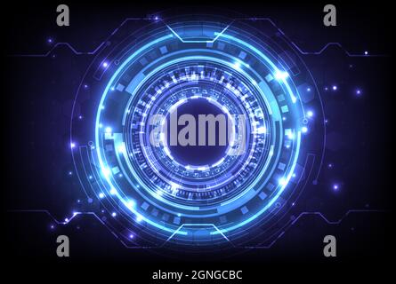 Futuristic Sci-Fi glowing HUD element. Abstract engineer hi-tech background. Data computer of head-up display interface. Virtual reality technology in Stock Vector