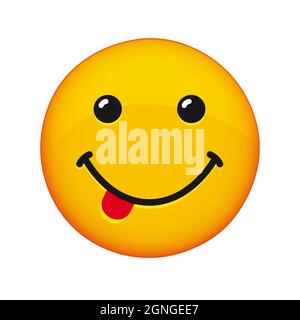 Creative smile icon, 3D sign with tongue. Smiling emoticon vector logo. Happy World Smile Day, Happy Emoji Day, Fools Day congrats. Isolated abstract Stock Vector