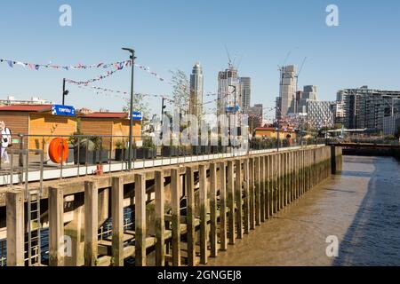 Battersea Power Station redevelopment with St George Wharf Tower, aka Vauxhall Tower, in the background, Vauxhall, London, England, UK Stock Photo