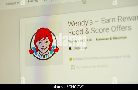 Jakarta, Indonesia-September 17th 2021: Wendy's mobile Apps Website on the Screen on September 17th 2021. in Jakarta Indonesia. Stock Photo