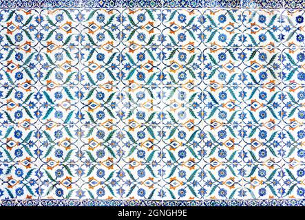 Abstract background made of glazed tile with oriental pattern design Stock Photo