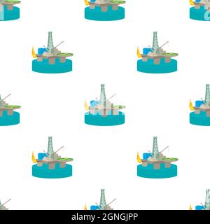 Oil platform pattern seamless background texture repeat wallpaper geometric vector Stock Vector