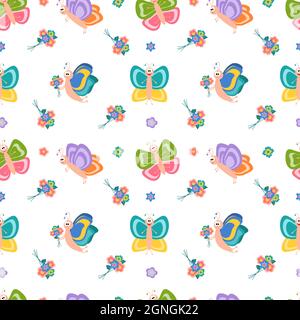 Cartoon butterflies vector seamless pattern. Cute animal character isolated  on pink background. Print for kids design. Suitable for fabric, textile,  wrapping paper, wallpaper. 7553229 Vector Art at Vecteezy