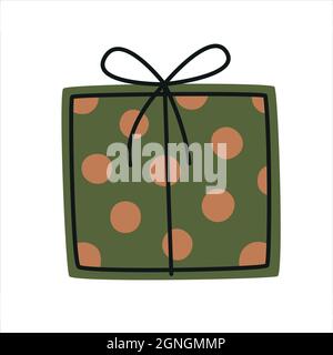 Green gift box. Vector decorative element Stock Vector